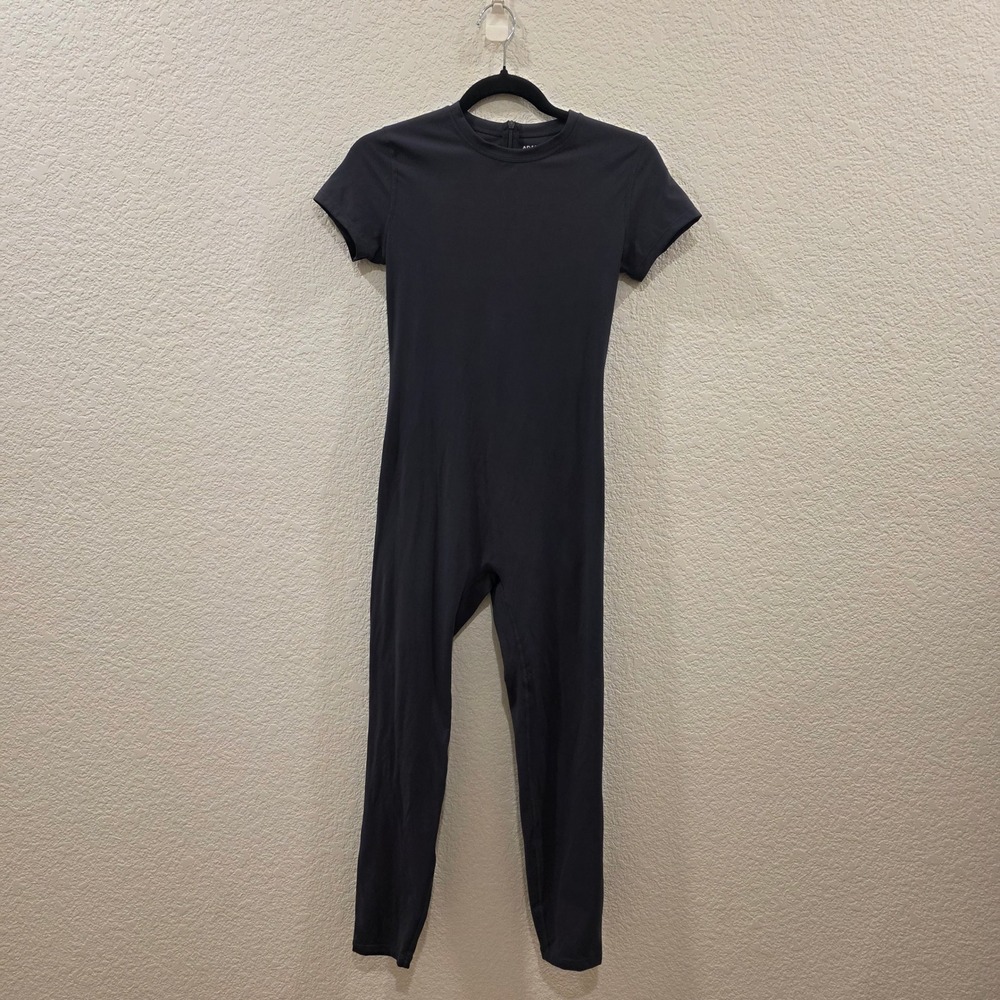 Adanola Short Sleeve Unitard Dark Grey Charcoal Activewear Bodysuit Medium